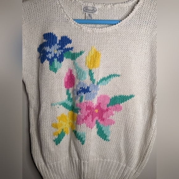 Vintage 1980’s Floral Knit Sweater Vest - Picture 2 of 4